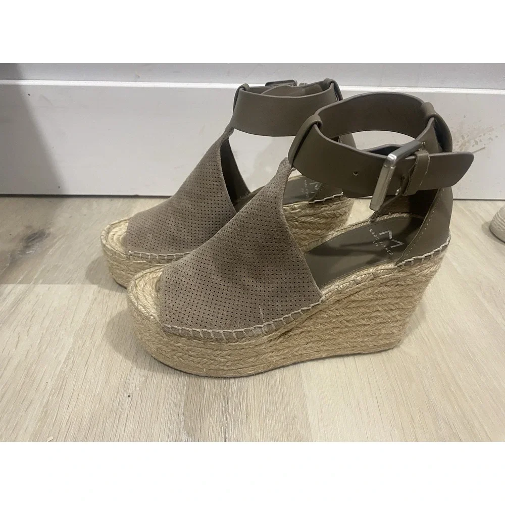 Marc Fisher LTD Annie Espadrille Platform Wedge Sandals Women's 7 Suede